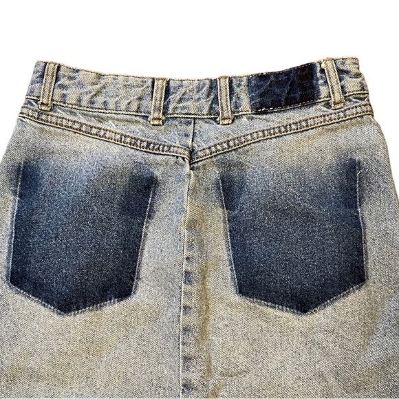 Zara Distressed Asymmetrical Blue Denim Midi Skirt - Picture 8 of 9